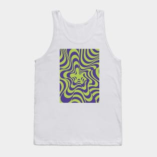 Abstract Groovy Retro Liquid Swirl Purple Green Pattern Tank Top